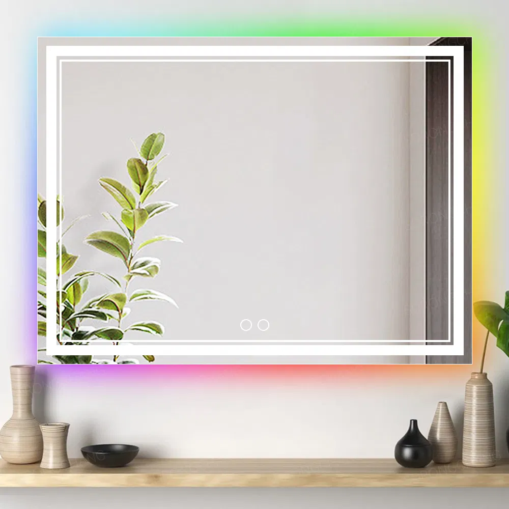 Round Aluminum Full Length Wall Mounted Lighted Vanity Bathroom Mirror Espejos LED