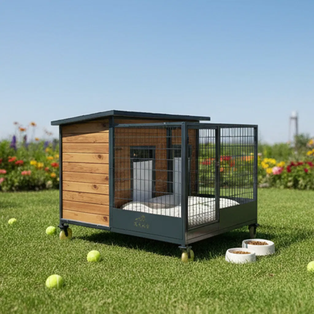 Detachable Roof Solid Wood Dog House with Raised Floor Design