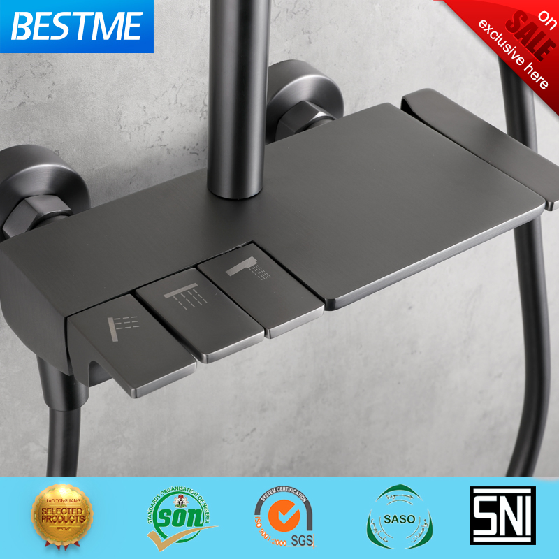 High Quality Gun Gray Luxury Head Shower Set Brass Shower Faucet (BM-65089BGS)