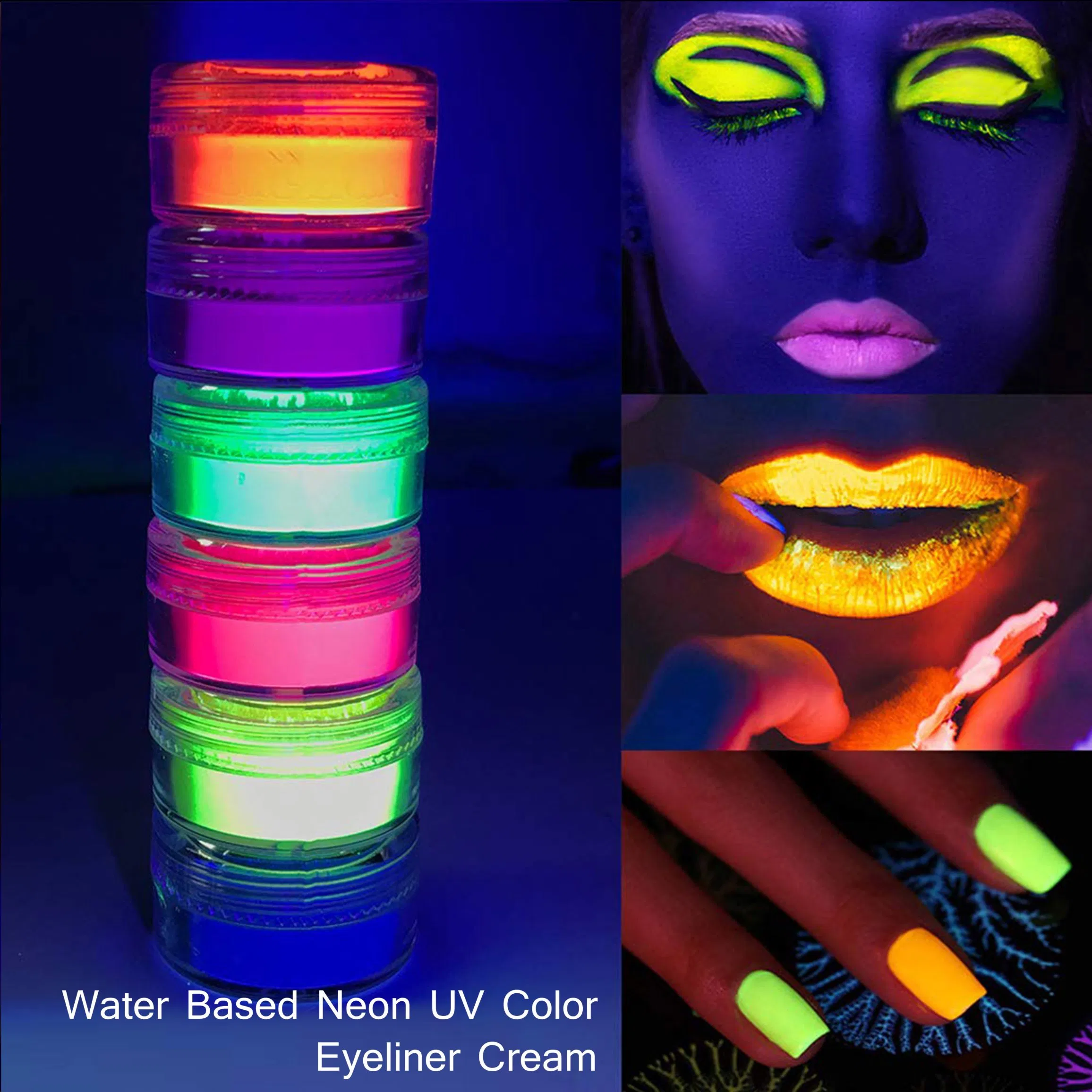 Longlasting Water Based Makeup Neon UV Color Eyeliner Cream, Easy Apply and Wash off Water Active Fluorescent Paint