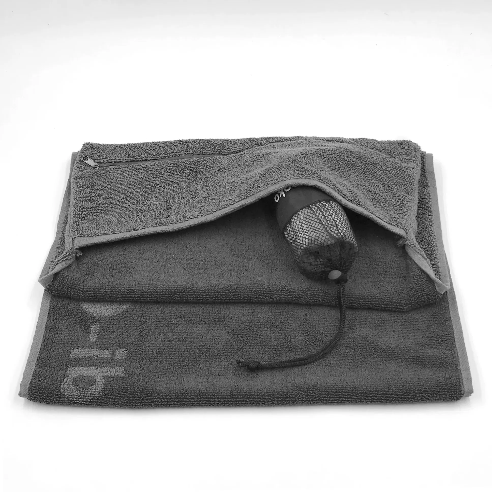 Microfiber Cotton Sport Custom Logo Cheap Magnet Workout Towel with Zip Pocket