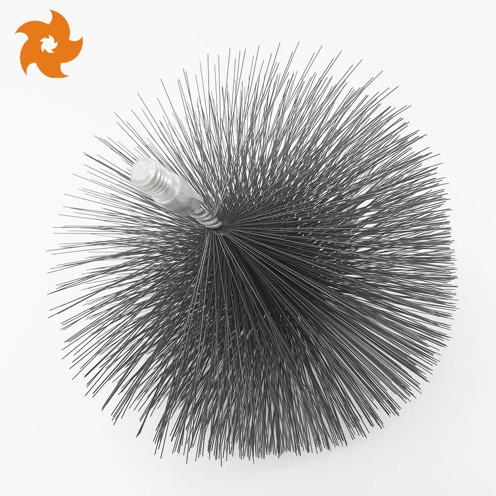 Cylinder Type Steel Wire Chimney Brushes Household Oil Tempered Steel Wire Fireplace Brush with Fiberglass Rod