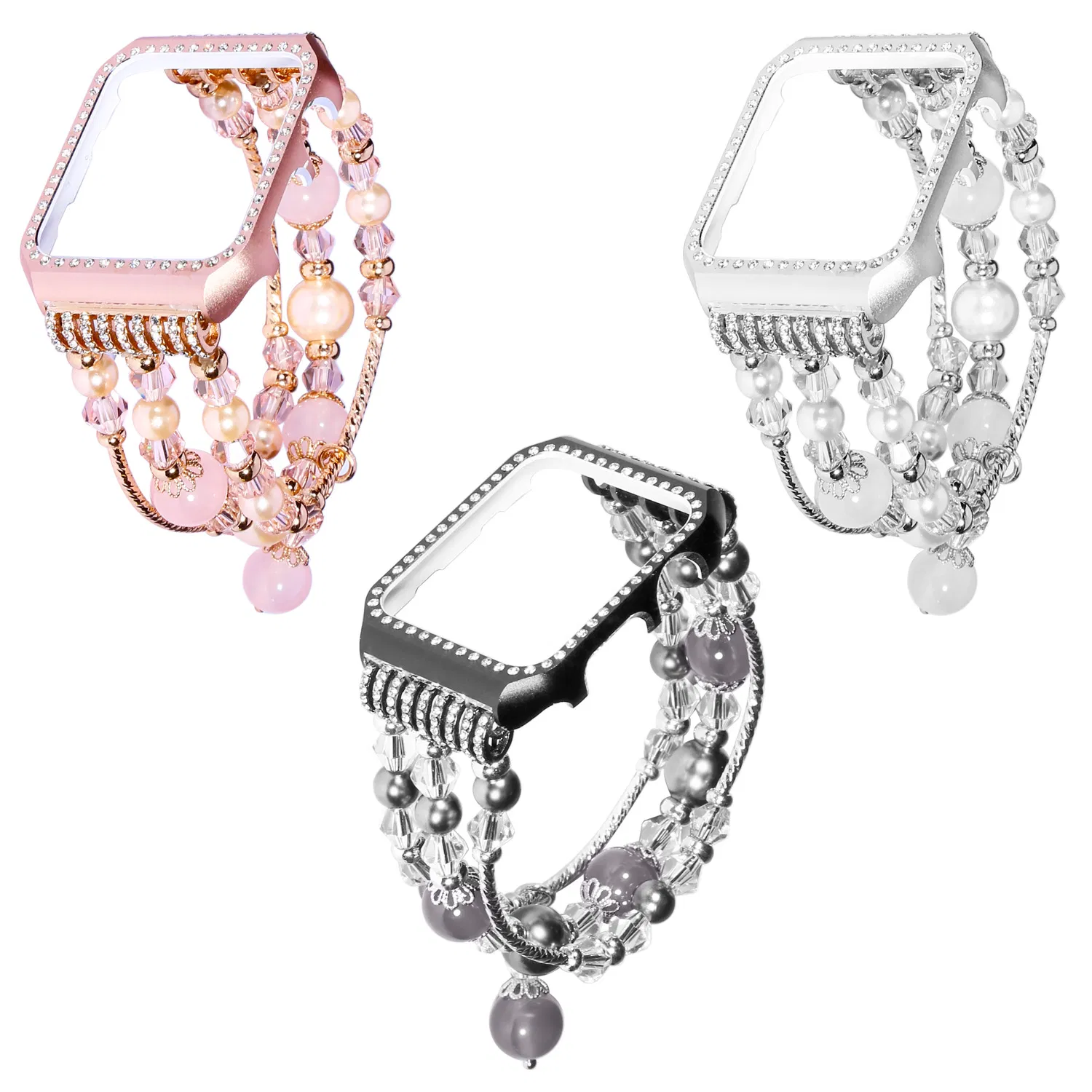 Agate Jewelry Replacement Bands Beaded Elastic Wristband Watchband Accessories for Apple Watch Band 7/Se/6/5/4/3/2/1 38mm 44mm 41mm for iWatch Band