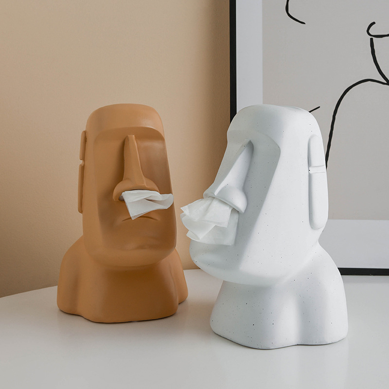Resin Moai Tissue Box Paper Living Room Tissue Box Orgainzer