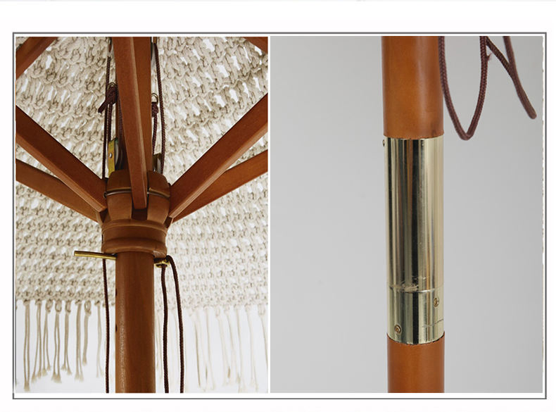 Пляжный зонт макраме с кистями, деревянная ручка
