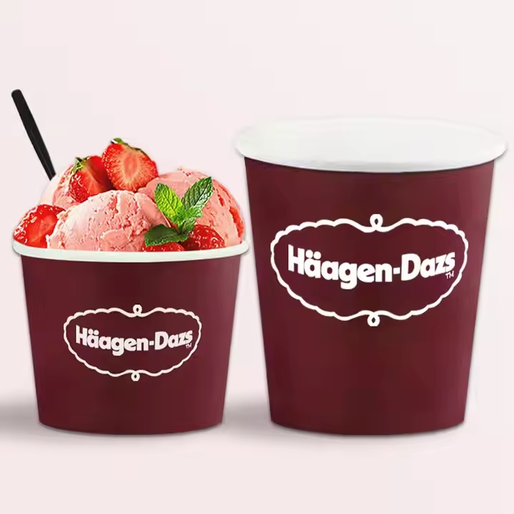 Biodegradable Printed Paper Packaging Cup Frozen Ice Cream Cup