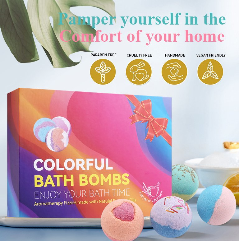 Online Wholesale and Retail Bubble Bath Supplies Vegan Essential Oil SPA Fizz Handmade Bath Ball 12 Pack Bubble Bath Bomb
