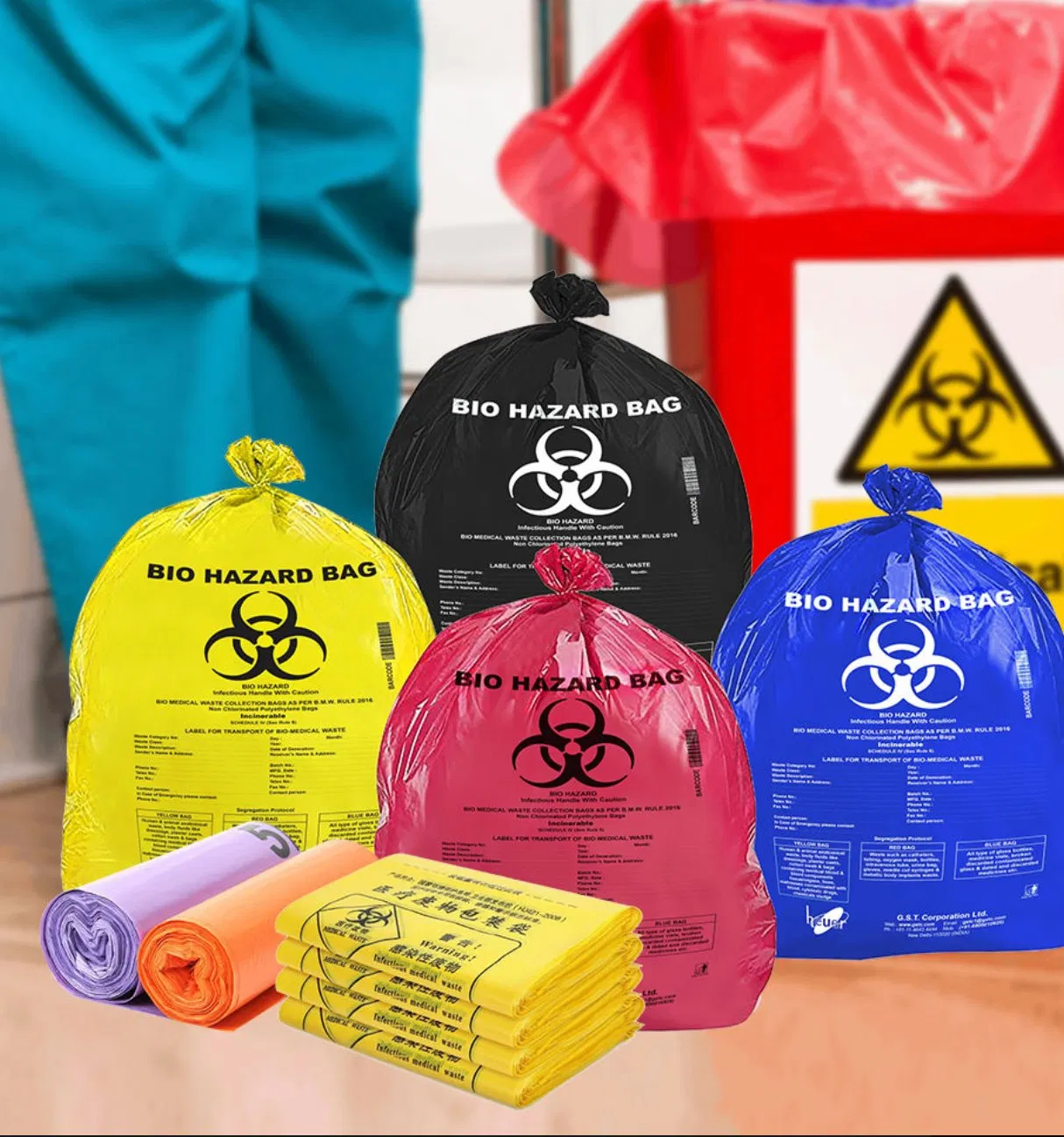Heavy Duty Medical Action Infectious Waste Autoclaving Bag Red Plastic Disposable Bio Hazard