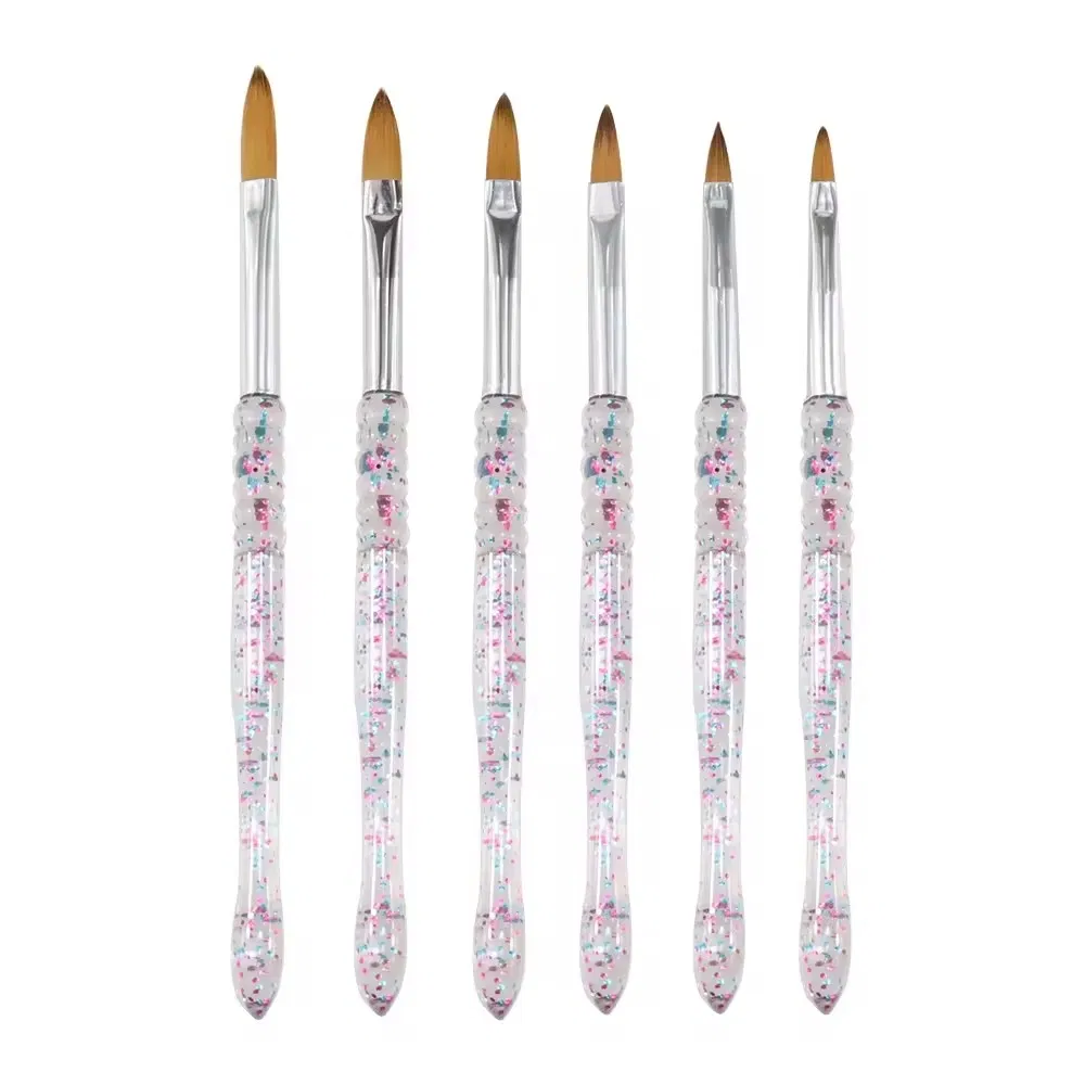 Soft 6 PCS Nylon Hair Plastic Handle Nail Brushes Set Salon Tool