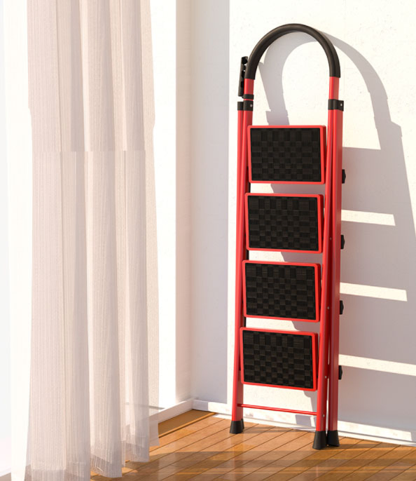 Heavy Load Steel Step Ladder with Integrated Material Tray for Carrying up and Down