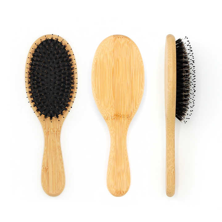 Factory Supply Custom Free Logo Boar Bristle Bamboo Hair Brush Soft Natural Bristles Brush for Thin and Fine Hair for Men Women