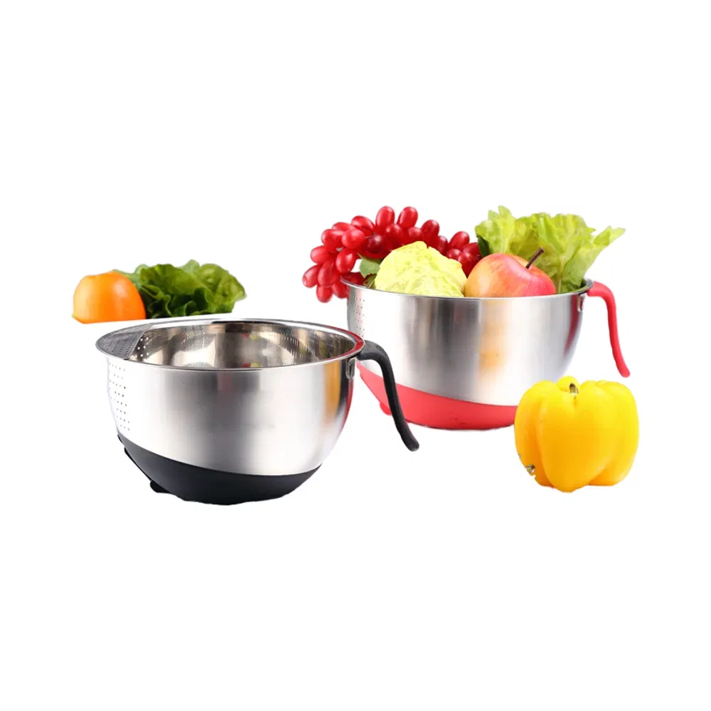 New Design Filtered Stainless Steel Mesh Rice Colander Strainer and Bowl Rice Washing Bowl