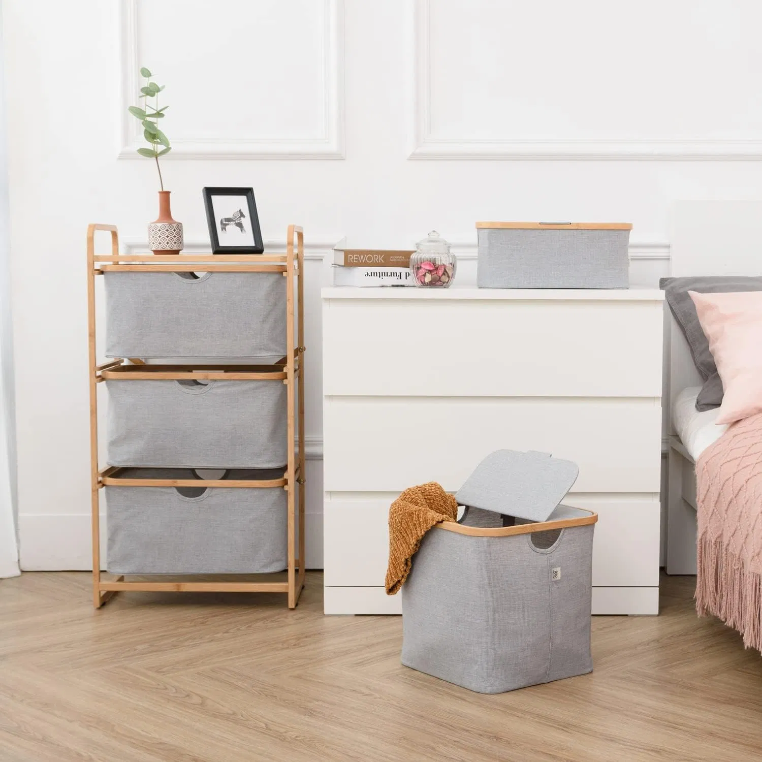 Bamboo Home Creative Fabric Clothing Toy Storage Belt Folding Flip Storage Basket