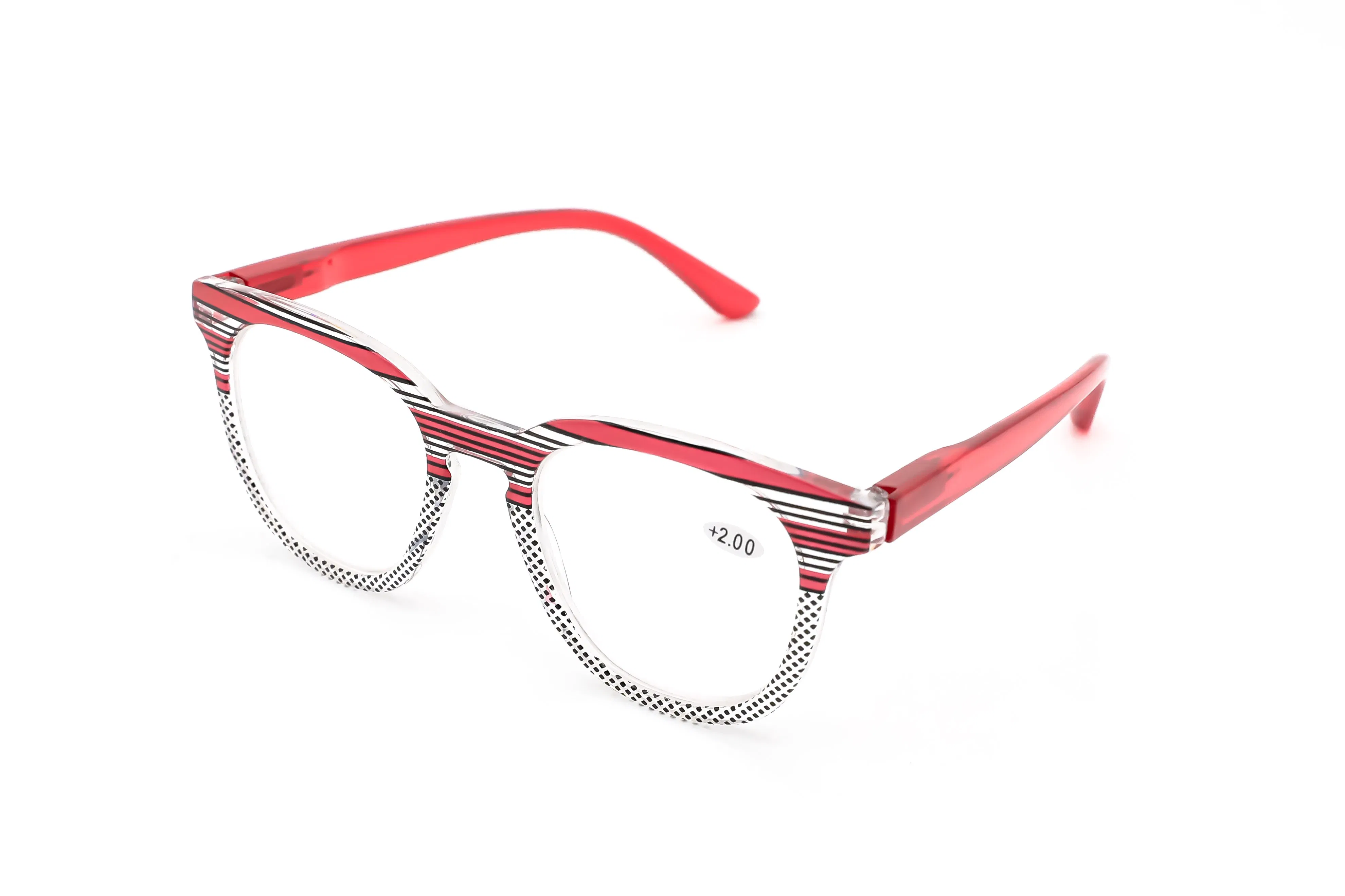 Chic Oval Reading Glasses with Dots and Lines Design