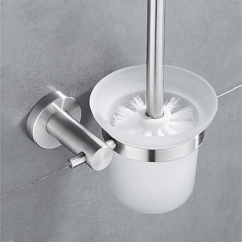 Настенный держатель для ершика из нержавеющей стали 304 со стеклянным стаканом