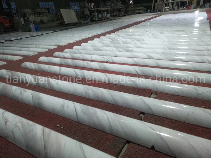 Polished Volakas White Marble Column Covering for Hall