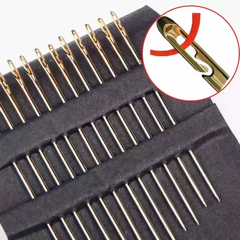 12PCS Sharp Sewing Self-Threading Needles Blind Needle House Hand Sewing Needles Set