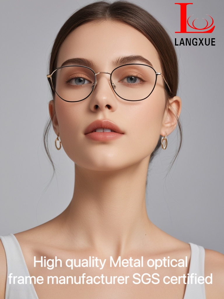 Customized High Quality Newest Fashion Trendy Metal Titanium UV400 Optical Glasses Frame Women Designer Eyeglasses Frame Anti Blue Light Eye Glasses
