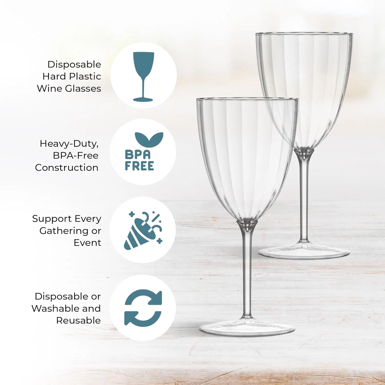 7oz Clear Plastic Wine Glasses for Party