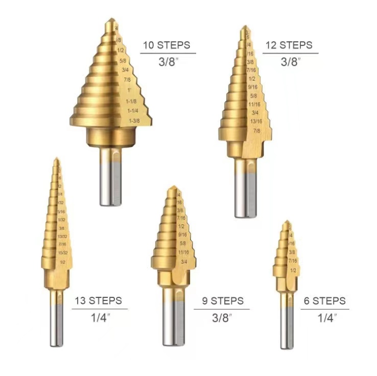 Wholesale 5PCS/Set Metal Drilling HSS Step Drill Bit Set