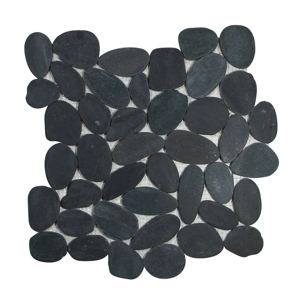 Floor and Decor Mosaic Stone Black Pebble Tile