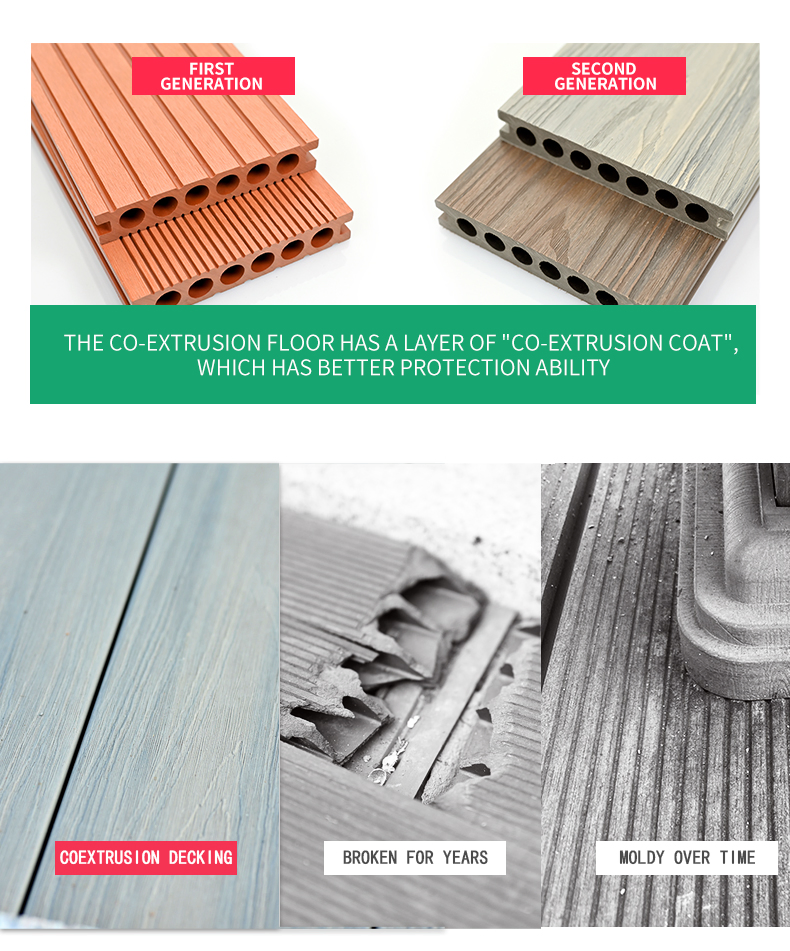 WPC Decking Teak Wood Flooring Wood Plastic Composite 3D Grain Deck