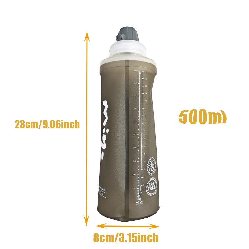 Складная бутылка для бега 500 мл с крышкой для геля