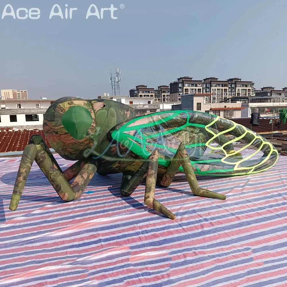 5m Long Inflatable Colorful Cicada with Wings and LED Lights Inflatable Animal for Outdoor Event Decoration or Party