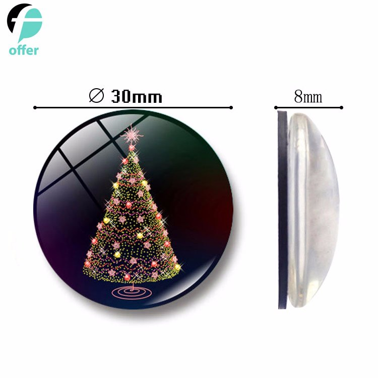 Christmas Tree Series Time Gem Magnetic Glass Refrigerator Sticker