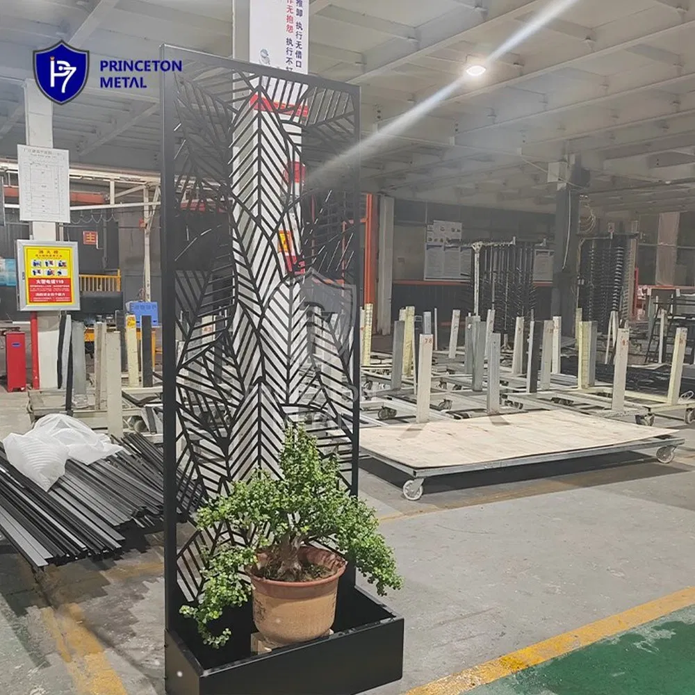 Wholesale Powder Coated Metal Aluminum Planter Box with Privacy Screen for Outdoor Garden Divider