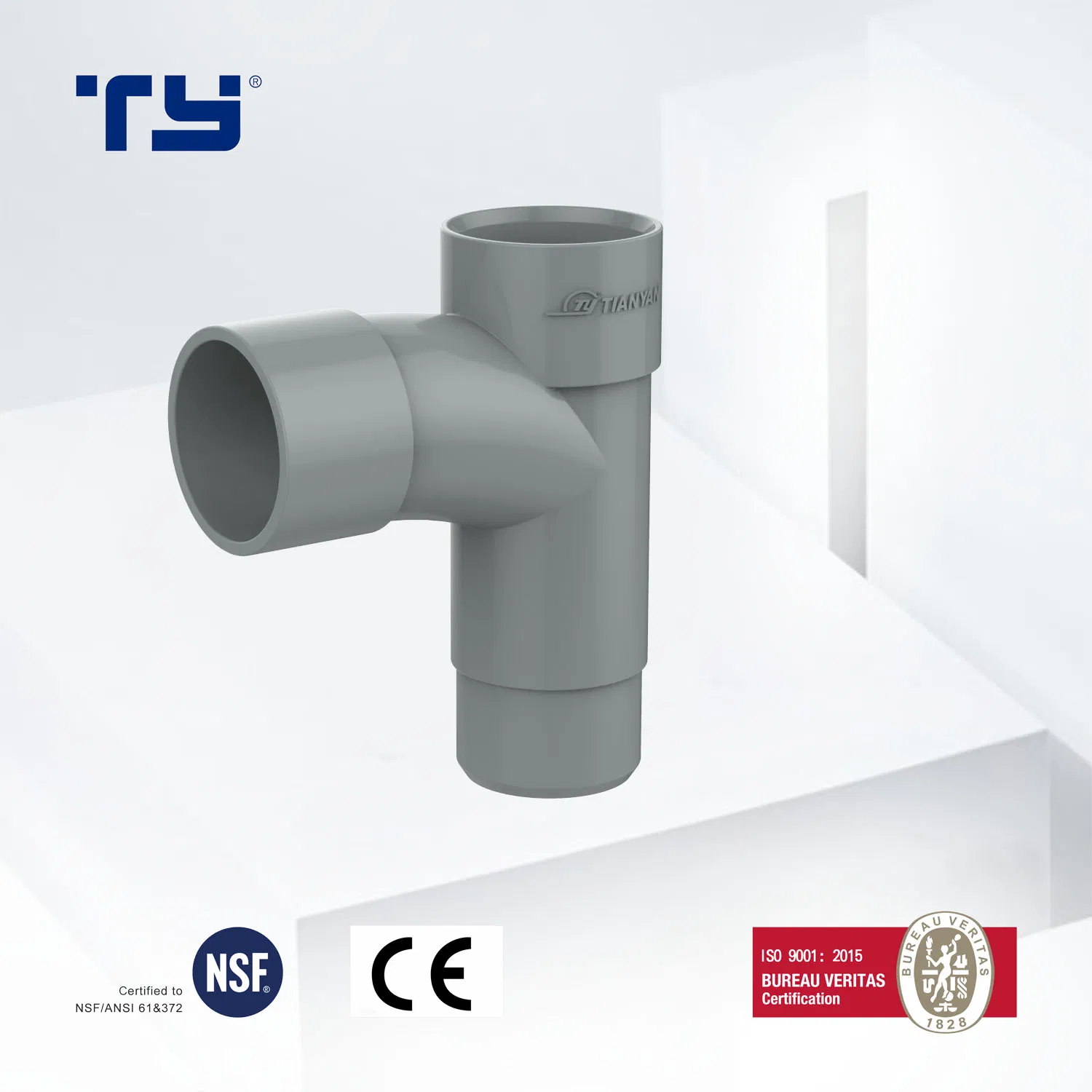 Germany Chinese Standard PVC Fitting Plastic Pipe Sweep Tee 40mm Price List Manufacturer