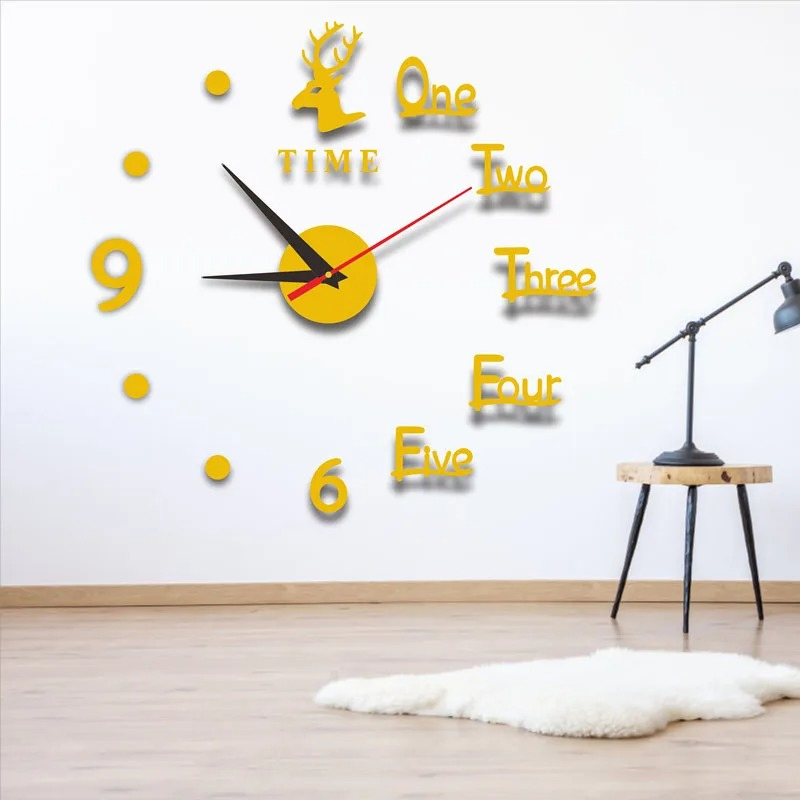 Acrylic Easy DIY Wall Clock Room Decoration Without Drilling Wall Simple Creative