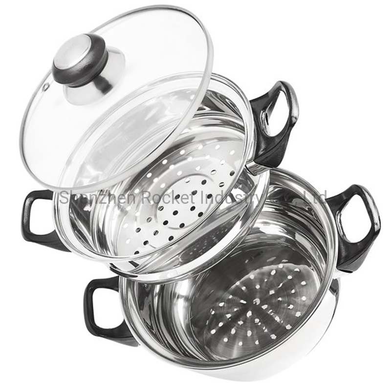 Двухслойная пароварка из нержавеющей стали с крышкой