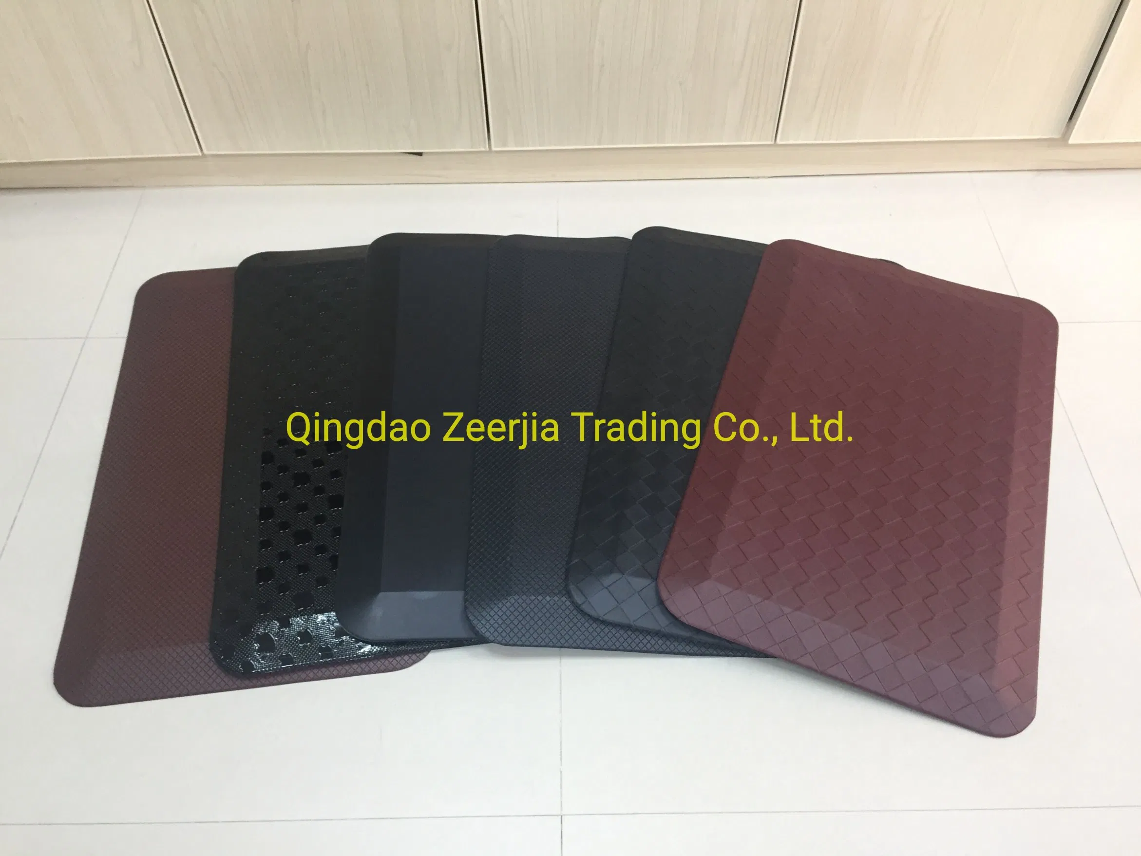 10-18mm Black PVC PU Foam Anti-Fatigue Mat for Office/Kitchen/Bathroom