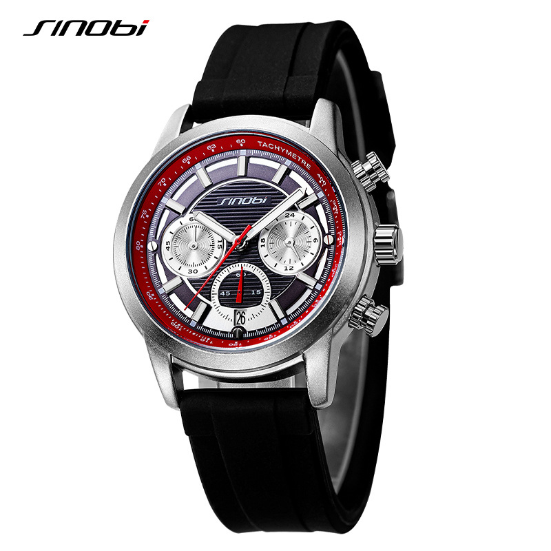 Sinobi S9865g Fashion Causal Men's Stainless Steel Band Design-Forward Multi-Fucntional Quartz Watch