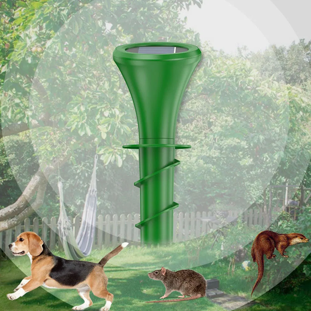 New Solar-Powered Low Noise Color-Changing Ultrasonic All-Round Multi-Mode Animal Repellent Device