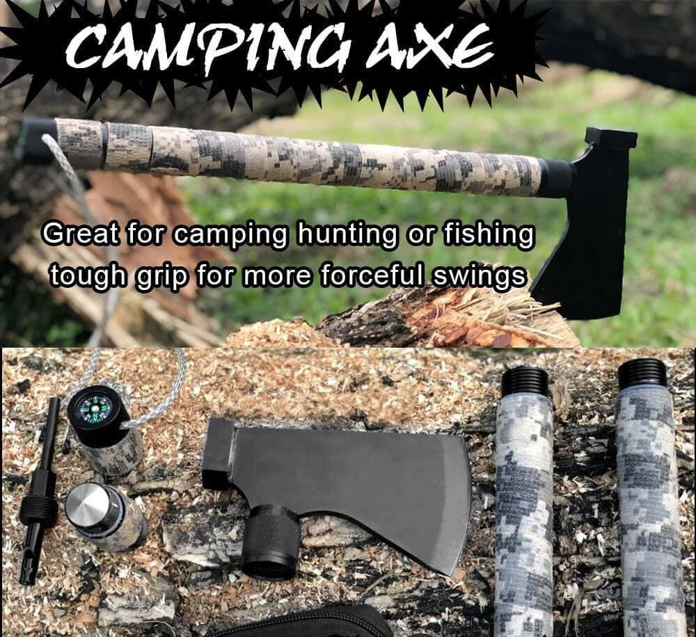 Camping Axe Hatchet with Sheath Multi-Tool Camp Ax Survival Gear Folding Portable Tools