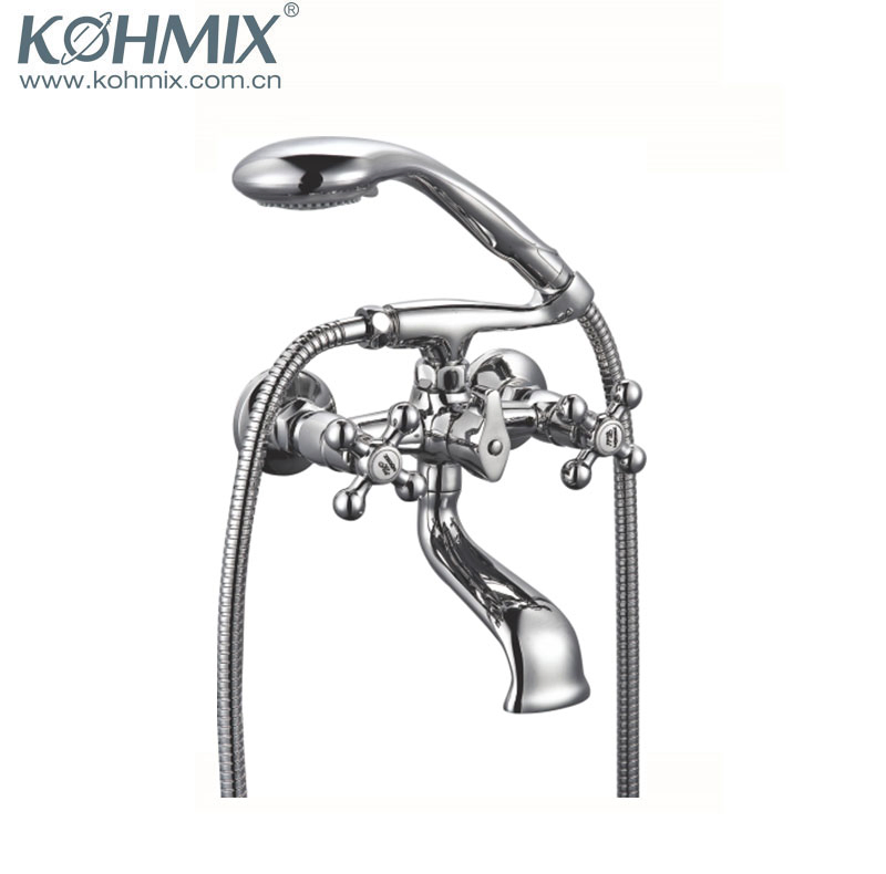 Deck Mounted Brass Water Tap Chrome Plated Bathtub Faucet