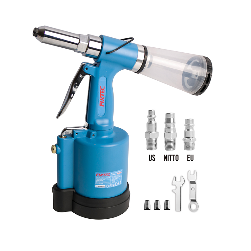 Fixtec Heavy Duty 1/4'' Pneumatic Hydraulic Riveter Gun 90 Psi/6.3bar Air Rivet Gun Handheld 0.03 Cfm Rivet Nut Tool