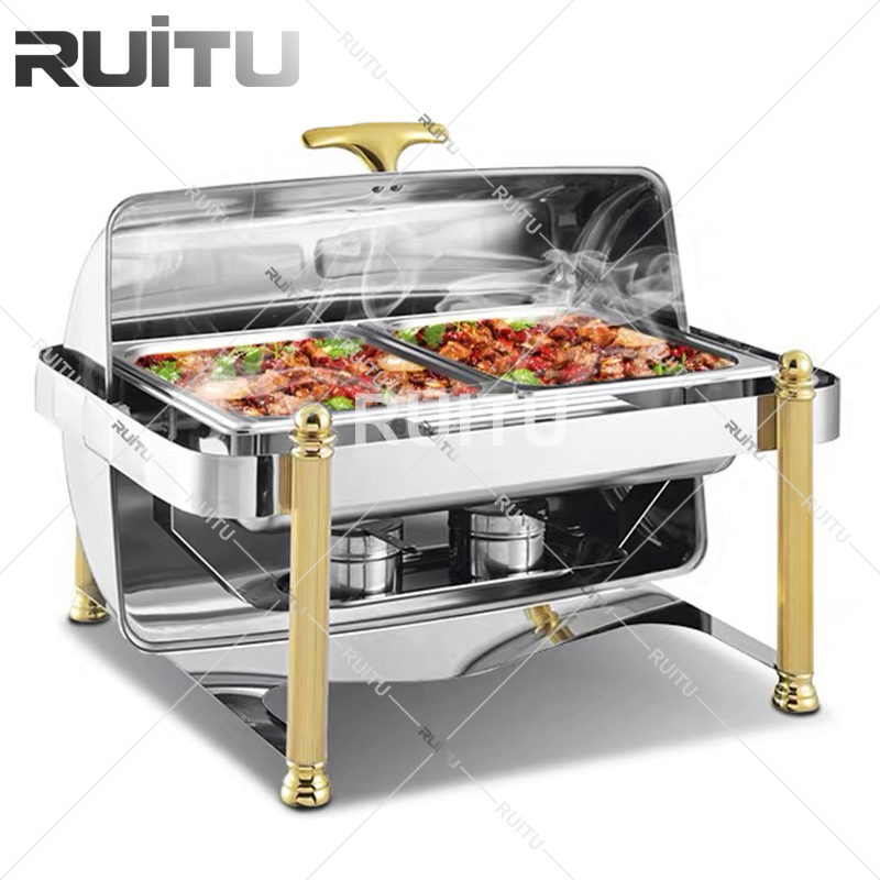 Hotel Buffet Equipment Supplies Bain Marie Hot Pot Shafing Dish Serving Roll Top Chaffer Party Chafing Dishes Catering Buffet Food Warmer Set