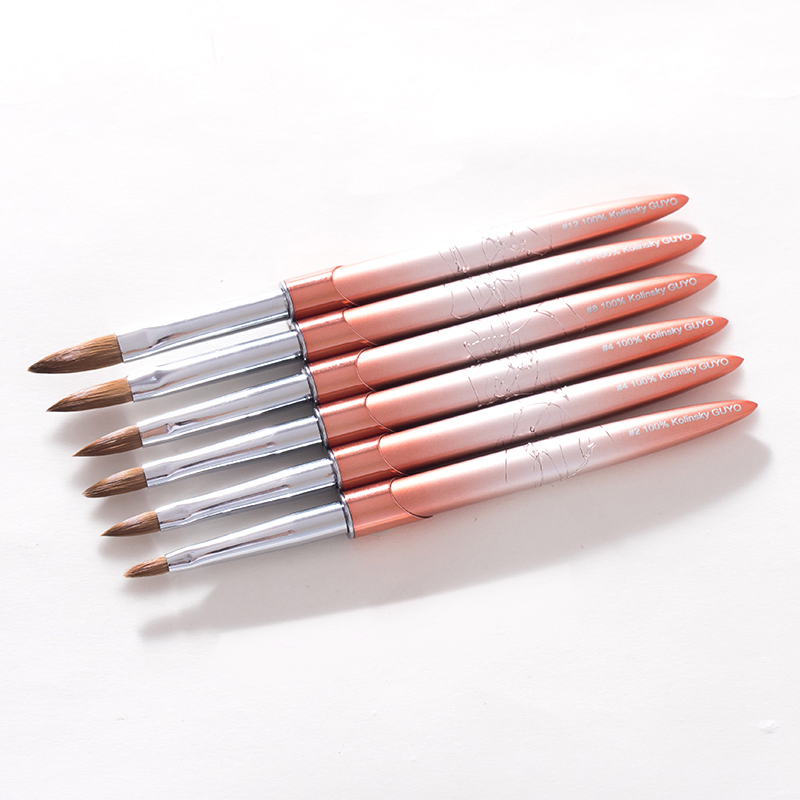 Guyo Metal Handle 100% Pure Kolinsky Nail Art Brush Customizable Logo