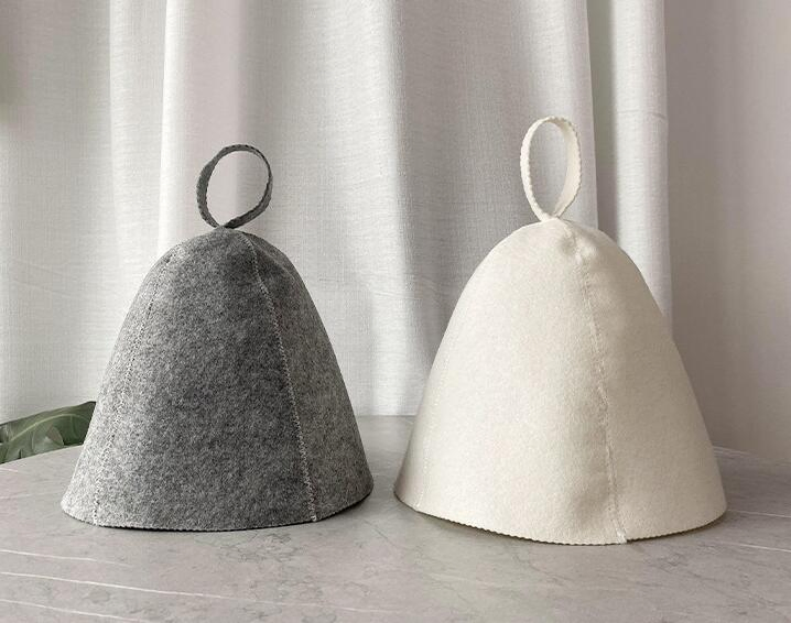 Wholesale Pure Wool Japanese Sauna Hat Black Washable Sauna Cap