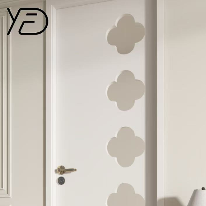 China Factory Customized Premium Solid Wood Entrance Wooden Door with Elegant Glass Design