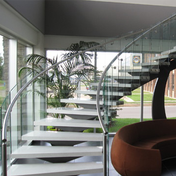 Customized Modern Economical Wooden or Glass Curved Staircase