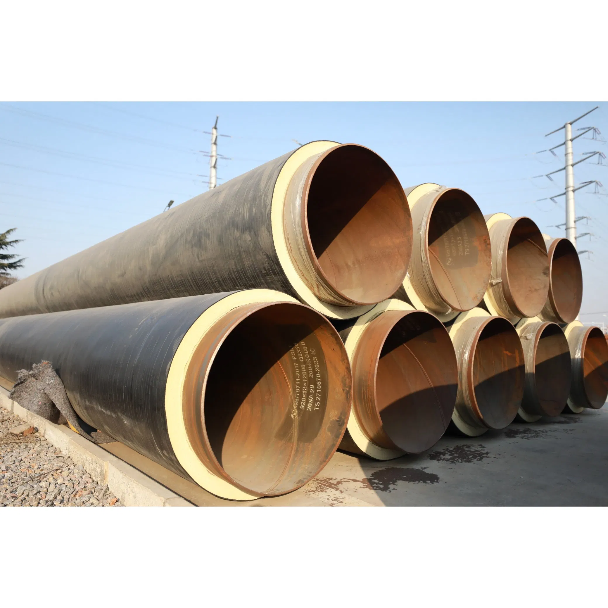 Seamless Steel Pipe Covered with Polyurethane Insulation Shells for District Heating Pipelines