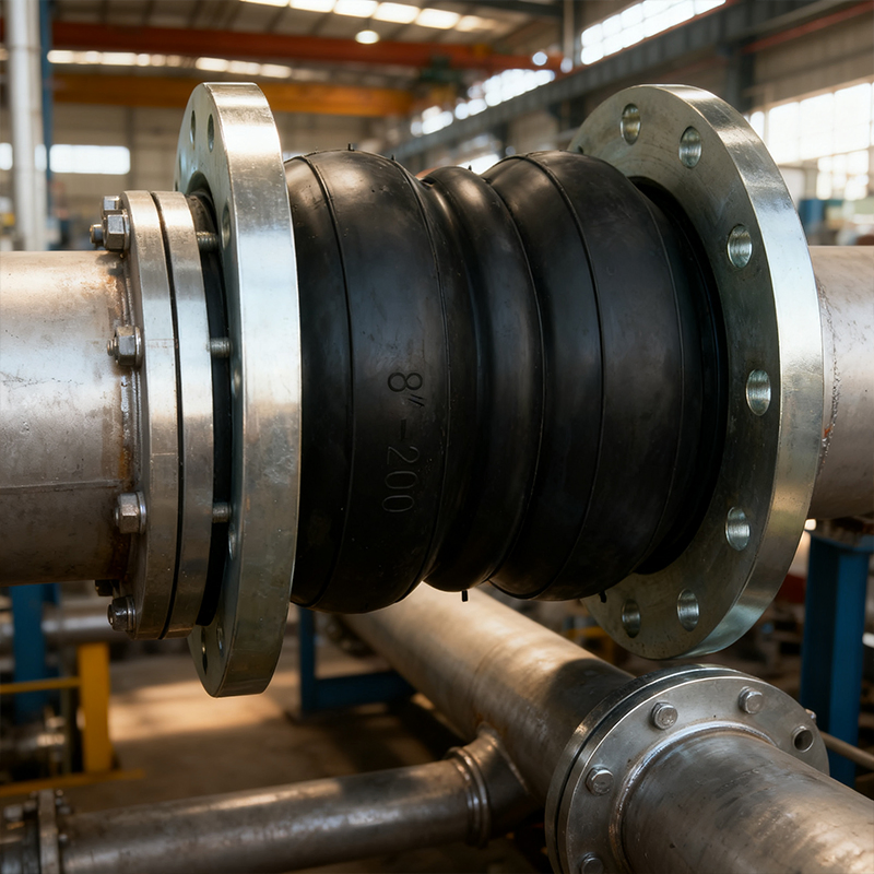 Union Type EPDM Pn16 Flexible Rubber Expansion Pipe Joint Stainless Steel Flange Double Ball Rubber Joint