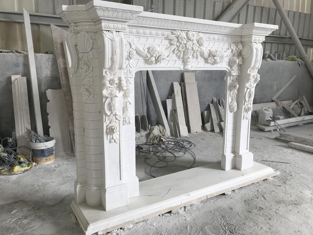 Modern Design Marble Fireplaces Mantel Surround Carving Fireplace