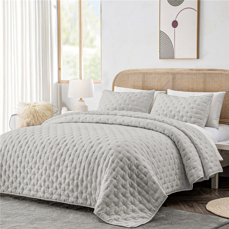 All Seasons 3 Pieces Cotton Quilt Set King Soft Lightweight Bedspreads & Coverlets with Pillow Shams