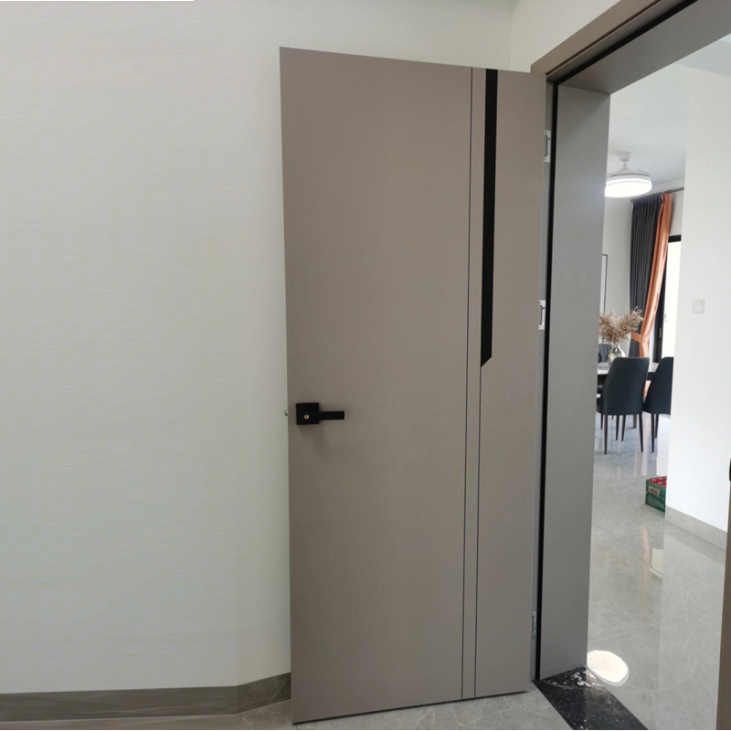 Factory Wholesale Furniture Light Apricot Grey Secret PVC Main Woooden Haf Interior Bedroom Front Timber Hidden Doors - Simple Waves for Any Room