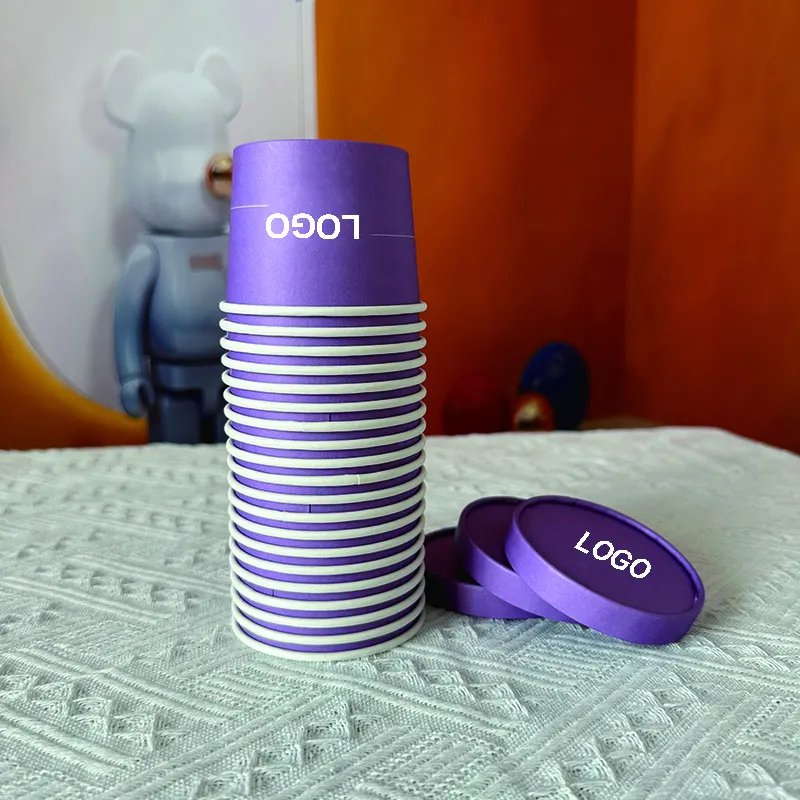 Custom Logo 5oz Double Wall Ice Cream Paper Cup/Bowl Lids Mini Dessert Container